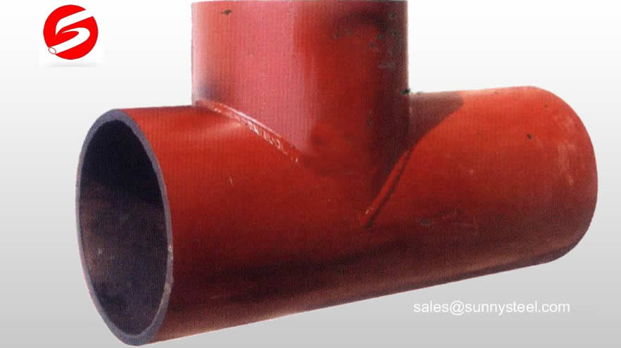 Ceramic lined composite pipe tee