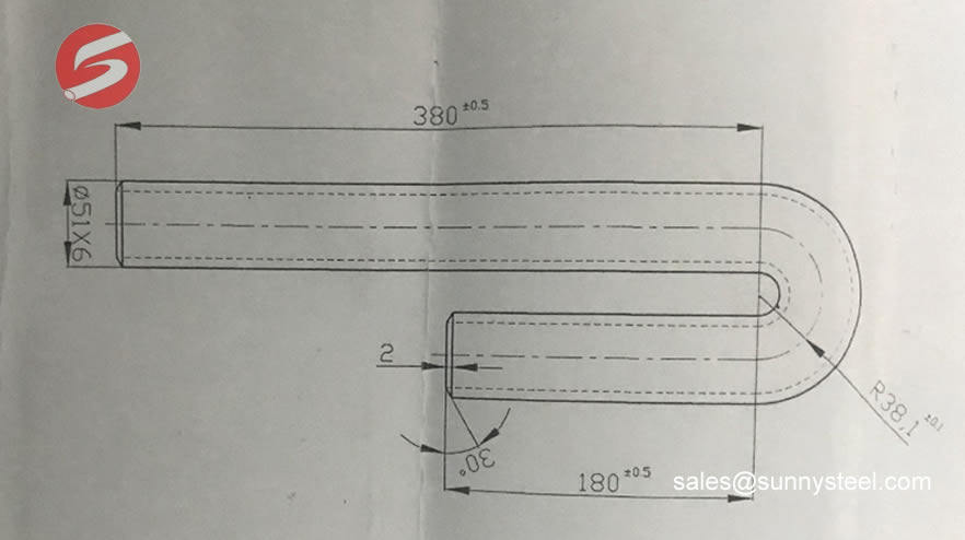 SA 213-T2 u-bended tube drawing